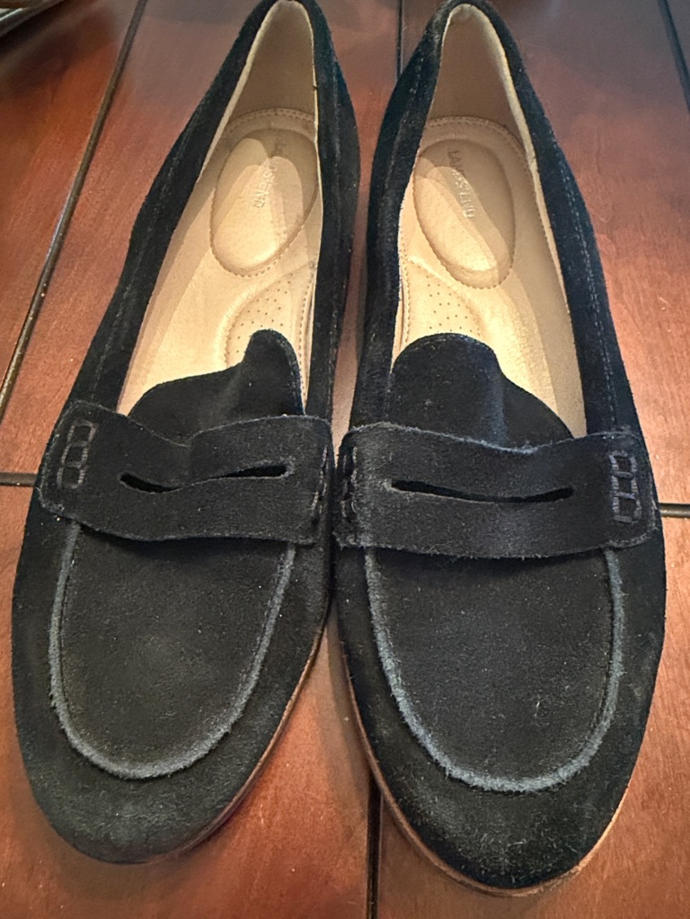 Lands' End Black Suede Classic Penny Loafers